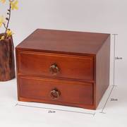 桌面文具收纳柜香樟木盒，双层抽屉简约复古风，首饰盒珠宝盒可定制