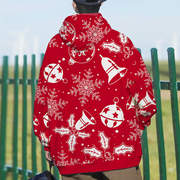 圣诞节情侣装卫衣外套，男2023高级感红色连帽上衣，冬季加绒衣服