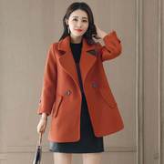 女士短外套秋季2024韩版毛呢，外套中长款大码双面妮子羊毛大衣