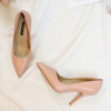 欧美简约OL藕粉色基本款舒适高跟鞋羊皮真皮单鞋尖头细跟纯色女鞋