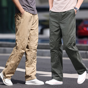 工装纯棉裤子男士夏季薄款户外运动登山卫裤，宽松直筒运动休闲长裤