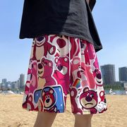 夏季草莓熊卡通派大星沙滩裤男女海边情侣宽松短裤睡裤休闲裤休闲