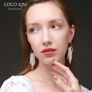 COCOKIM三角短流苏耳环韩国轻奢潮小众设计高级感珍珠耳饰女