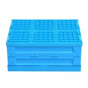 塑峰500-230内倒拦腰式折叠周转箱，通用包装蓝色，塑料折叠箱物流箱