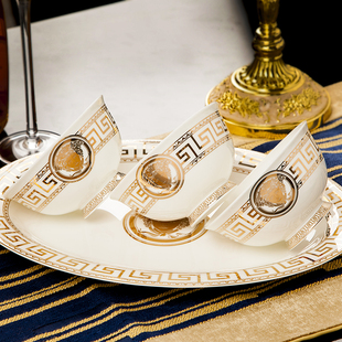 diy北欧风陶瓷器餐具套装欧式家用碗餐具 高脚饭碗骨瓷单个碗碟盘