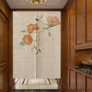 中式门帘家用帘子卧室布帘，棉麻布艺卫生间，挂帘客厅厨房遮挡隔断帘