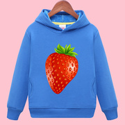 卫衣加厚帽衫中小学生班服大草莓，儿童蓝色水果童装，男女童加绒绒