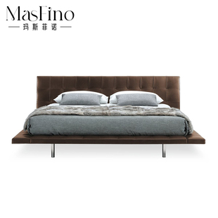 玛斯菲诺意式极简高端双人床侘寂风主卧大床创意婚床摩登现代家具