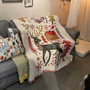 圣诞驯鹿毛毯圣诞节装饰休闲毯沙发，毯单人沙发巾，床盖巾挂毯午睡毯