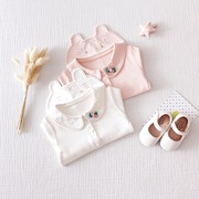 0一1岁婴儿衣服四五六个月女宝宝纯棉衬衫春秋女童白色内搭打底衫