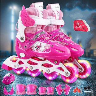 溜冰鞋儿童滑冰鞋男女童全闪套装3-5-7-9-12岁旱冰鞋儿童滑轮滑鞋