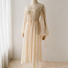 晨袍女新娘结婚礼高级感长款睡衣小众晨袍奢华蕾丝吊带睡袍两件套