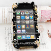 黑色奢华钻链水钻适用于iphone5s1314华为金属边框手机壳
