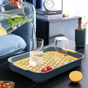 水杯子沥水盘家用客厅双层托盘长方形，茶盘水果盘塑料创意沥水篮架