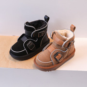 冬季儿童真皮加绒雪地靴，1-2-3岁宝宝棉靴4男童，女童短靴中小童靴子