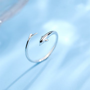 法国CanaryKissS纯银海豚戒指女开口戒小众设计简约时尚百搭