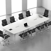 白色小型会议桌简约现代8人钢架，长桌子公司开会6人会议室桌椅组合