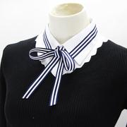 跨境海军条纹蝴蝶结假领子衬衫领子装饰领