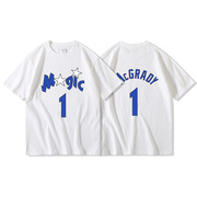 球衣训练服美式篮球运动T恤麦迪短袖男白色纯棉宽松t-mac同款1号