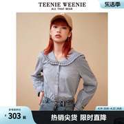 teenieweenie小熊甜美气质，少女感木耳边长袖，春日衬衫新疆棉兔年女