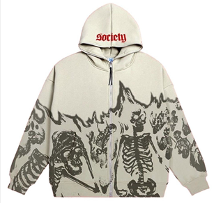 Skull printed zipper hooded jacket春秋款女生骷髅印花连帽外套