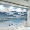 新中式客厅电视背景墙壁纸抽象意境水墨山水画墙纸影视墙布3d壁画