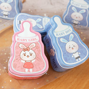 可爱卡通奶瓶形状兔年生肖款马口铁生子喜蛋盒子满月礼喜糖回礼盒
