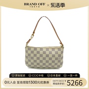 中古LV路易威登女包B级9新Pochette Accessoires麻将包白棋盘格