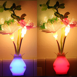 创意小蘑菇七彩小夜灯LED光控感应灯插电节能壁灯卧室壁灯床头灯