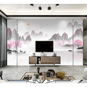 8D电视背景墙壁纸现代简约抽象壁画客厅墙纸新中式素雅3D立体墙布