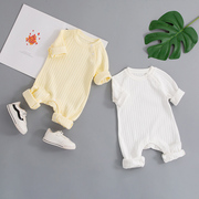 婴儿衣服纯棉0-3个月6春秋套装新生儿连体衣四季哈衣初生宝宝爬服