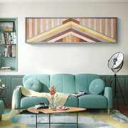 实木拼画复古客厅沙发，背景墙装饰画大气样板间，艺术壁画新中式木制