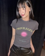 Unique SEI 小众设计简约个性图案印花百搭修身显瘦短袖T恤上衣女