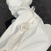 白色半身裙女夏2024高腰显瘦a字设计感蝴蝶结小个子蕾丝长裙