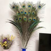 孔雀羽毛摆件客厅装饰花瓶，花束插花蓝色，摆件墙饰插瓶孔雀毛