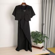 西装黑色连衣裙收腰开叉吊带高级感御姐风夏装两件套装女显瘦1803
