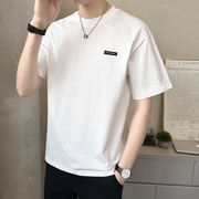 2024夏季短袖t恤男士韩版个性，潮流圆领丅半袖体桖上衣服男装