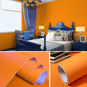 加厚玫红粉色纯色橙色橘色墙纸自粘客厅卧室壁纸翻新贴纸防水墙贴