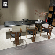 轻奢岩板茶桌新中式实木简约别墅家用办公茶台现代意式茶桌椅组合
