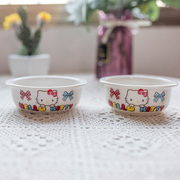 hellokitty猫双耳碗凯蒂猫创意儿童米饭碗家用陶瓷，小汤碗餐具套装
