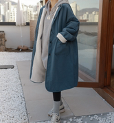 羊羔毛绒里大衣 韩国2023冬季女装复古调调宽松保暖长款外套