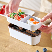 上班族微波加热饭盒水果保鲜双层便当盒高颜值可爱日式女学生餐盒