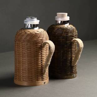 竹编热水瓶家用传统复古保温壶，暖壶茶室大容量，开水瓶玻璃内胆木塞