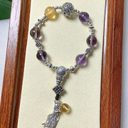 天然紫水晶手链女s925纯银，紫晶串珠幸运手串，送女友闺蜜生日礼物