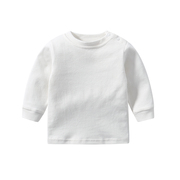 宝宝长袖t恤纯棉春装白色，灰色黑色小婴儿上衣秋季小童圆领打底衫