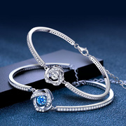 女手链纯银礼物手镯送女友银925ins之手环的闪耀星河情侣摘星人链