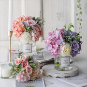 仿真玫瑰花束 欧式高客厅卧室办公桌装饰摆件假花绢花插花小盆栽