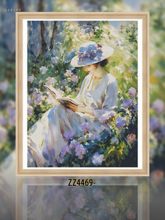 ZZ4469-油画读书的女人十字绣2024客厅卧室油画古典人物