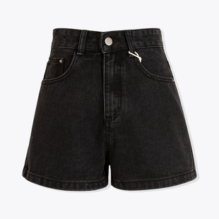 Jeans house2023夏季厚实感面料90s美式A字形高腰牛仔短裤子