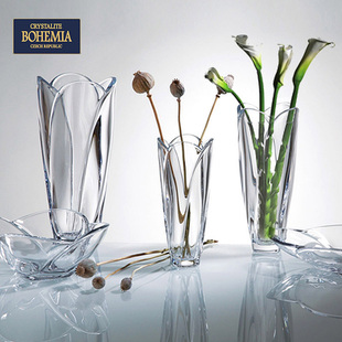 BOHEMIA捷克进口玻璃花瓶水晶花瓶透明现代简约插花摆件时尚花瓶